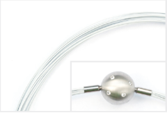 Edelstahlcollier mit Kugelkopf / Weiss (Ø 4 mm, 25-reihig)