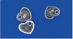 Stempelplättchen / Herz / 1 Loch / 925 Silber