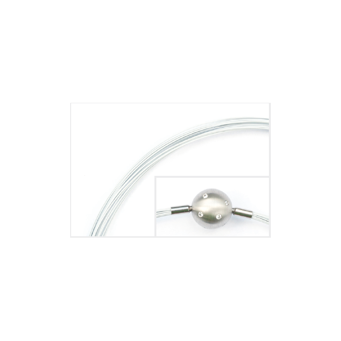 Edelstahlcollier mit Kugelkopf / Weiss (Ø 4 mm, 25-reihig)